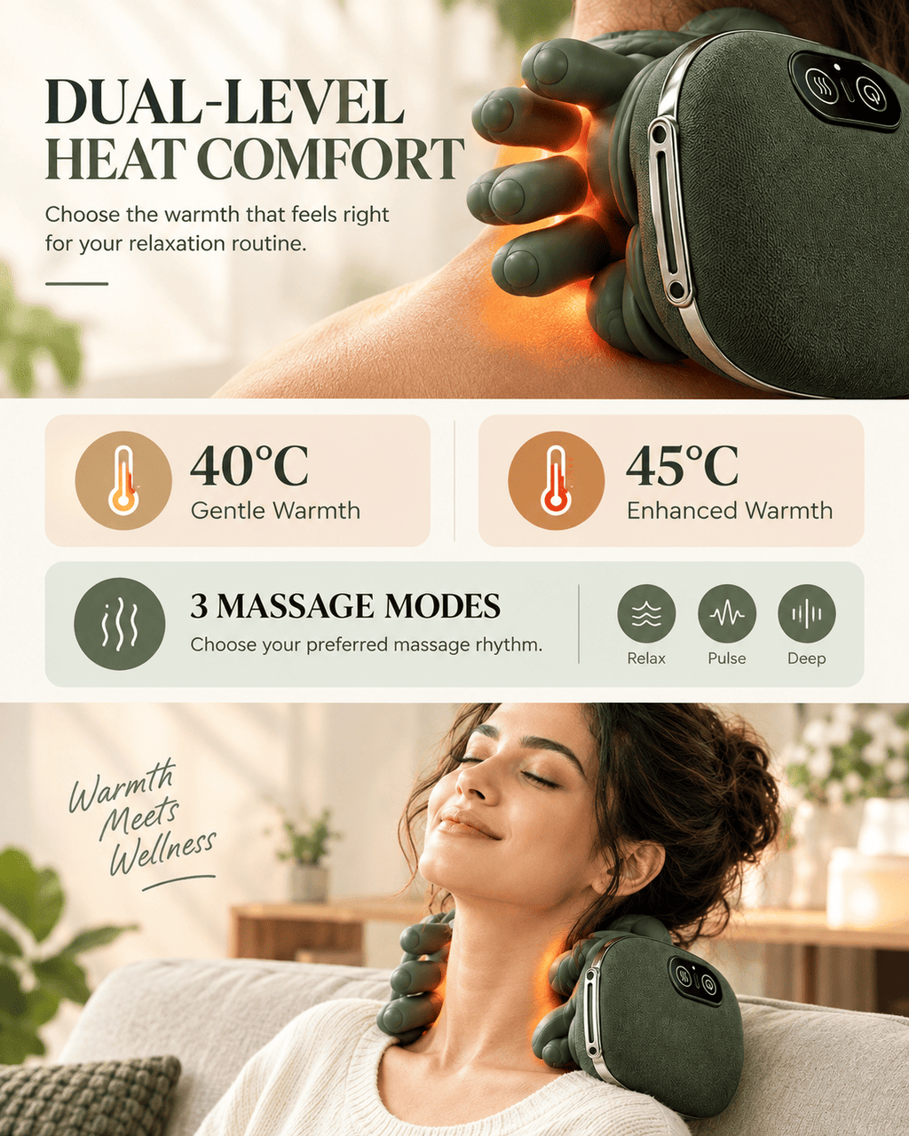 4D Electric Neck & Shoulder Massager with Heat | ROOTESA