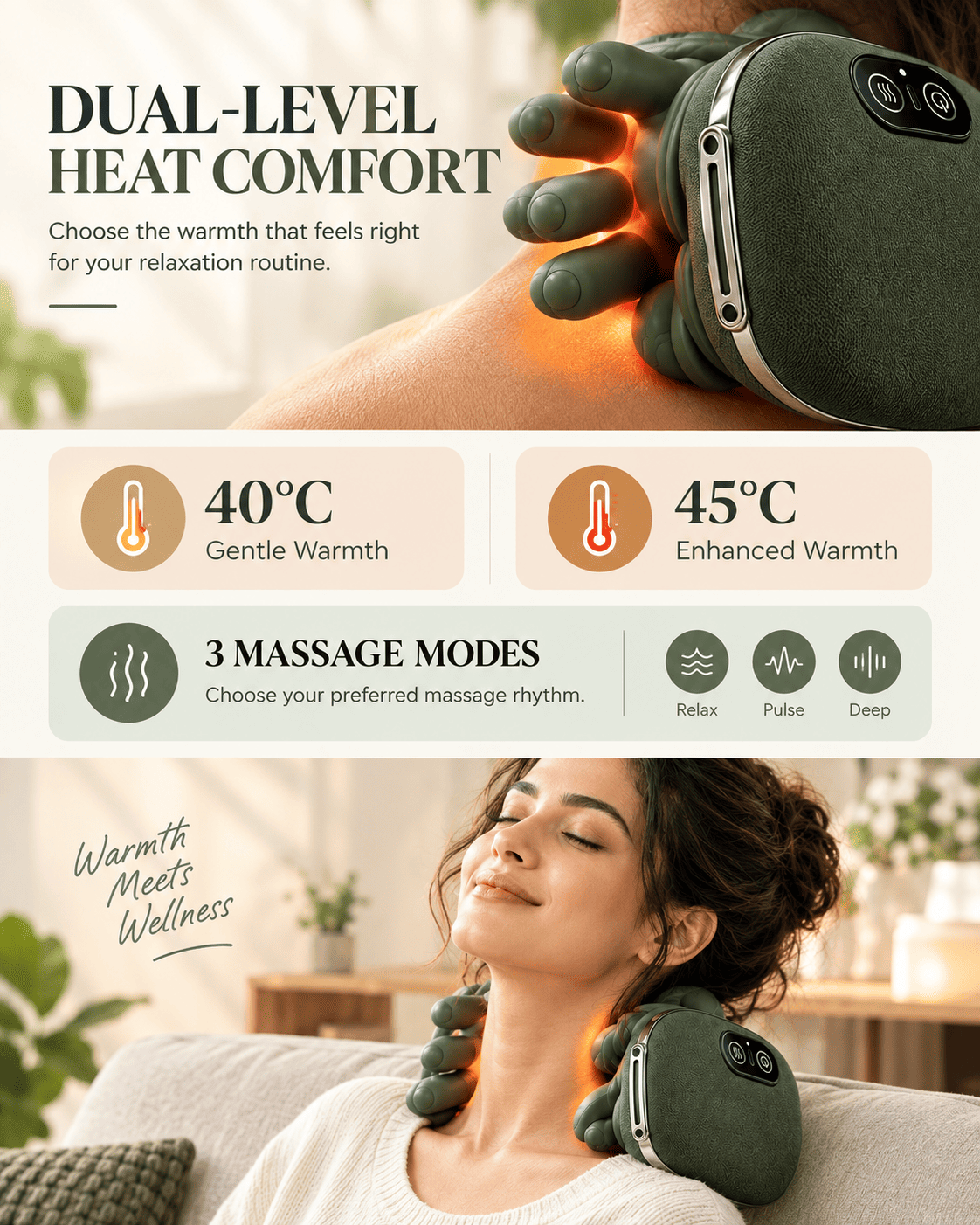 4D Electric Neck & Shoulder Massager with Heat | ROOTESA