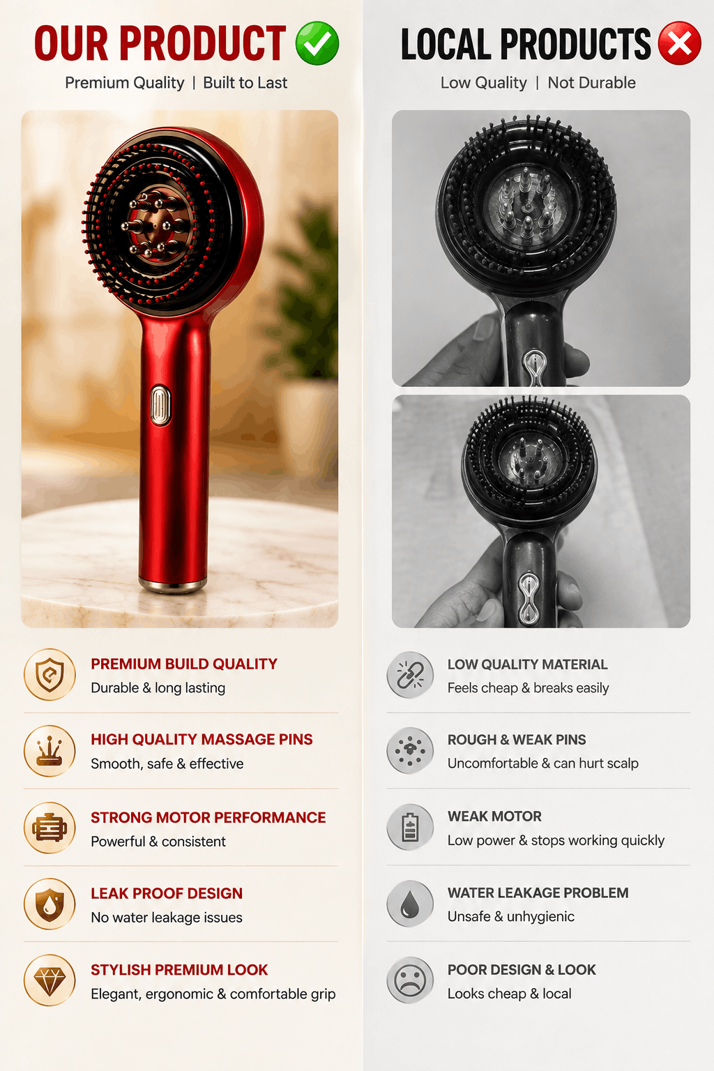 Electric Scalp Massager for Hair Growth | Red Light Therapy & Oil Infusion Comb