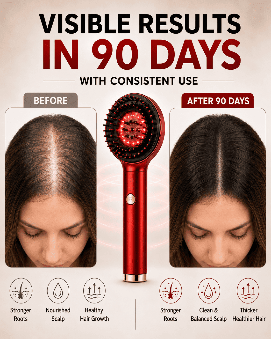 Electric Scalp Massager for Hair Growth | Red Light Therapy & Oil Infusion Comb