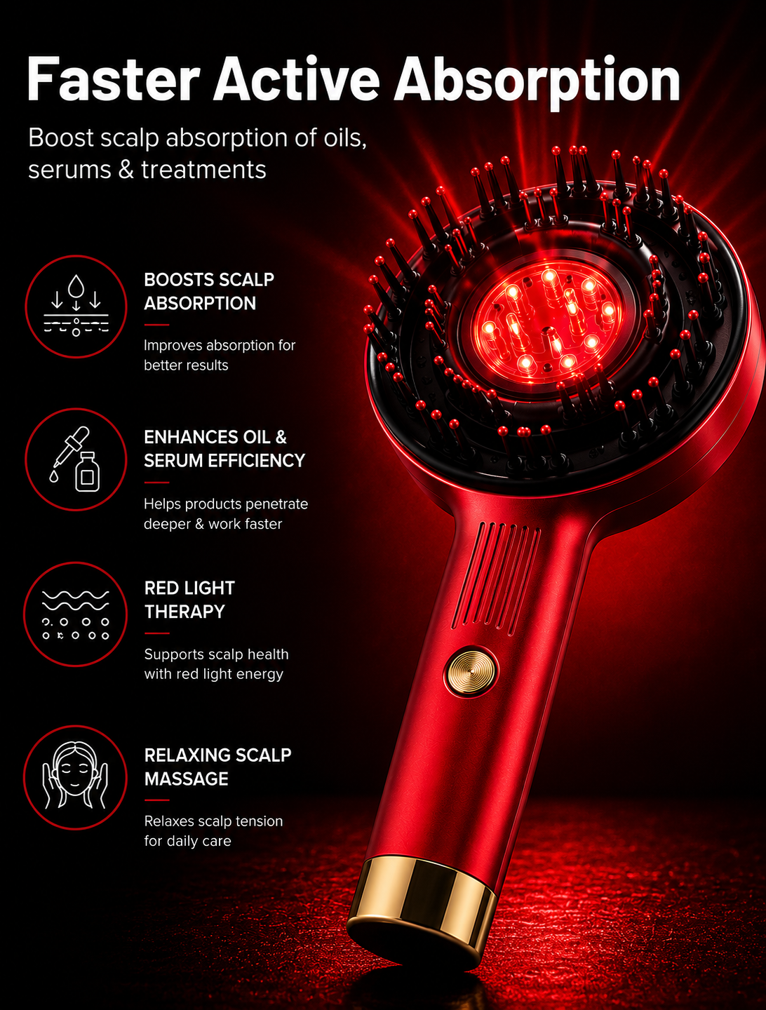 Electric Scalp Massager for Hair Growth | Red Light Therapy & Oil Infusion Comb