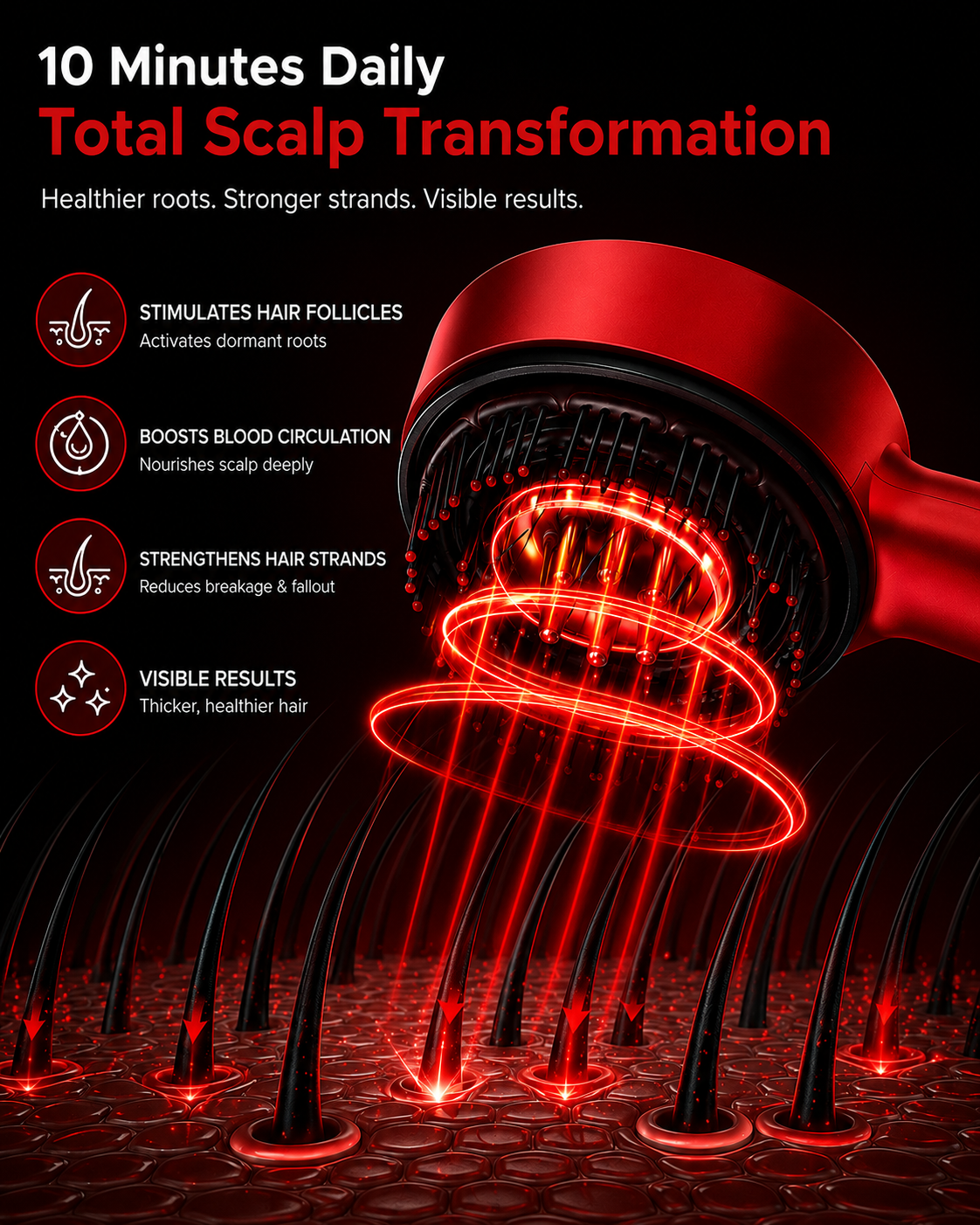 Electric Scalp Massager for Hair Growth | Red Light Therapy & Oil Infusion Comb